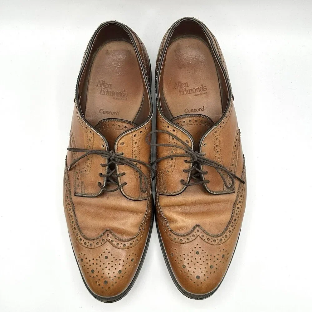 Allen Edmonds Concord Mens Size 11 D Brown Wingtip Leather Brogue Dress Shoes